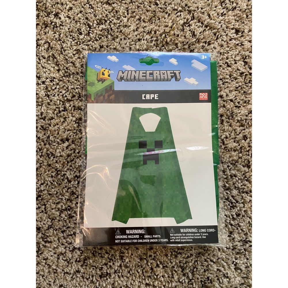 Minecraft Creeper Cape Kids Green Pixelated Costume Accessory Mojang